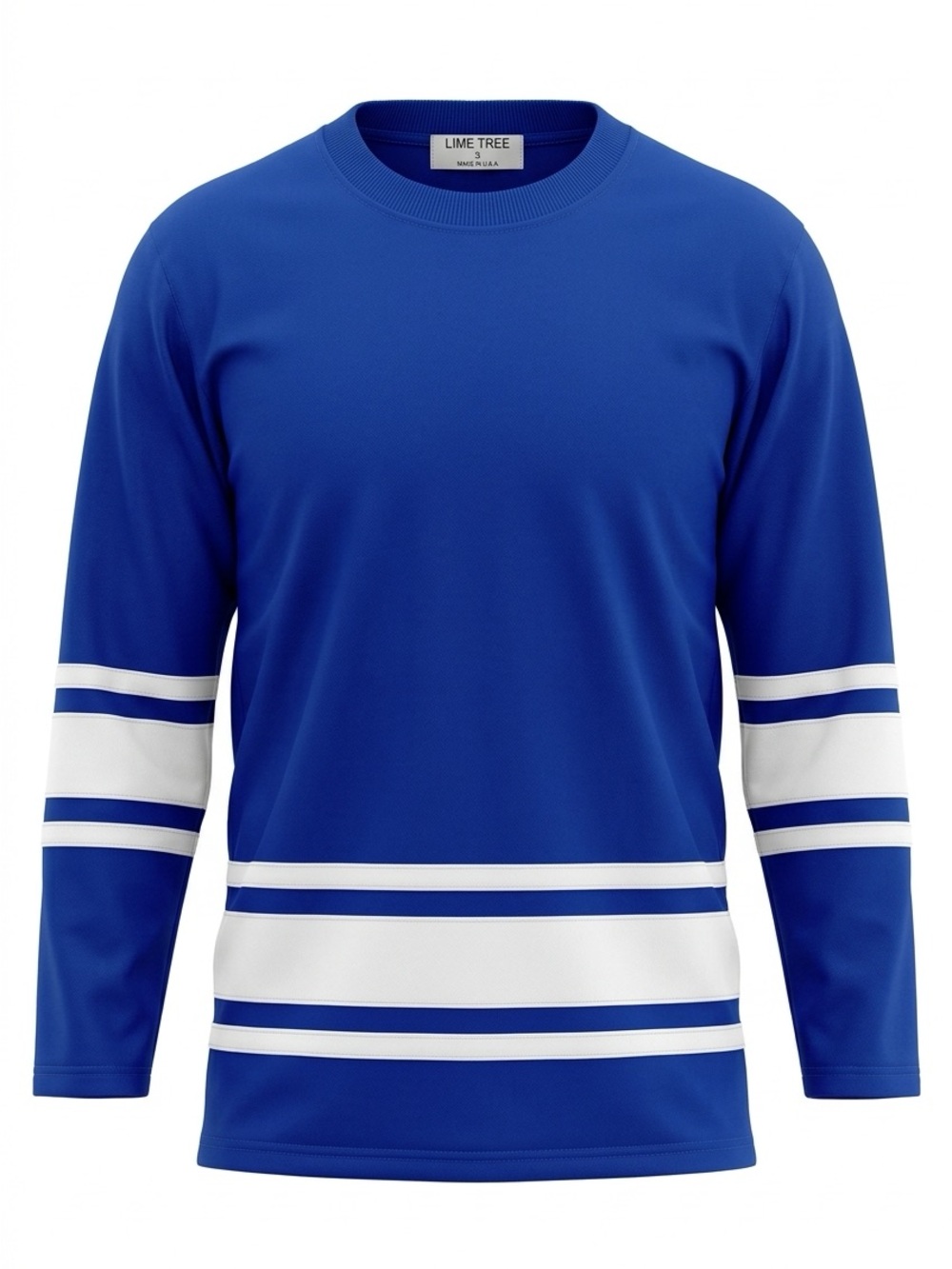 Men's Royal Blue Crewneck Sweater with White Stripes